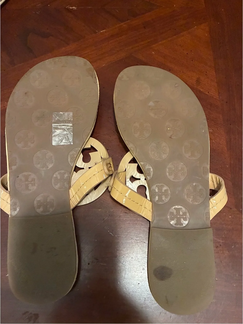 Tory Burch Beige Cutout Logo Thong Sandals